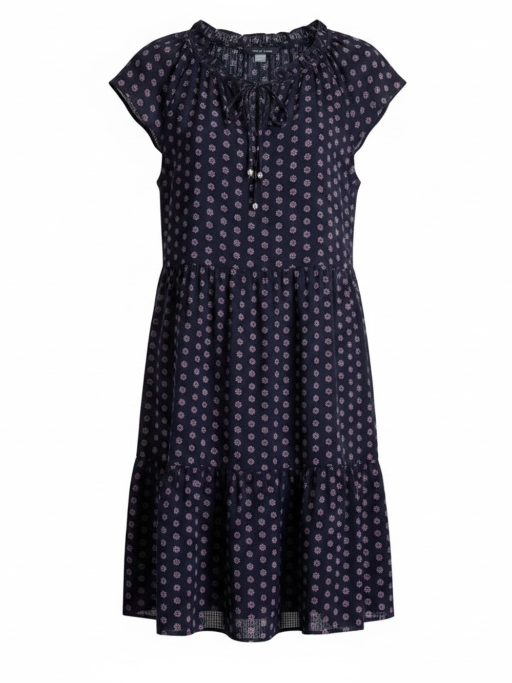 Tommy Hilfiger Navy Floral Ditsy Print Tiered Dress Size 10